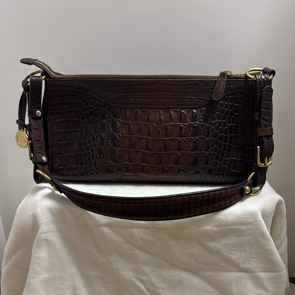 Brahmin Brown Croc-Embossed Shoulder Bag